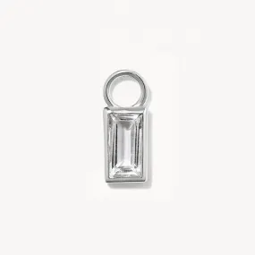 White Topaz Rectangle Charm in Silver