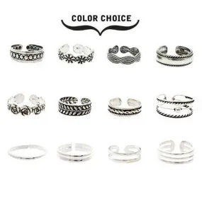 XIUFEN 2018 New Ring Sets Fashion Simple Retro Carved Flower Toe/Foot Finger Ring Women Jewelry